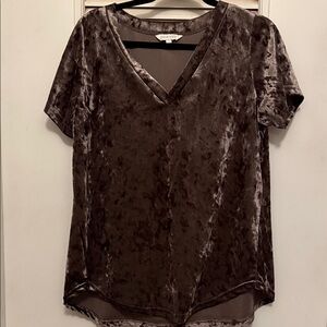 Amaryllis Velvet V-Neck Blouse - Dark Brown